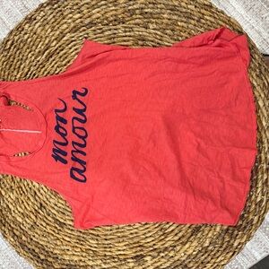 Sundry Red Tank Top with Navy Script